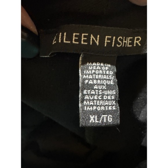 Eileen Fisher Black Straight Leg Pants XL Crepe TG Viscose Elastane Pull On - Picture 2 of 4